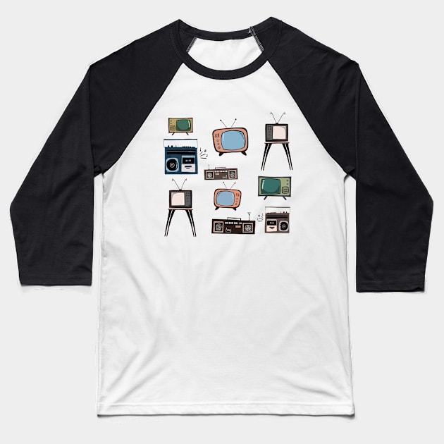 RETRO TV Baseball T-Shirt by smoochugs